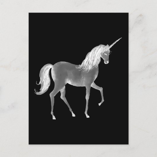Unicorn Black en White Print Briefkaart (Voorkant)