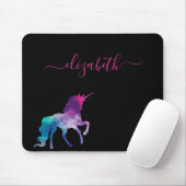 Unicorn Black paars roze monogram script Muismat (Met muis)