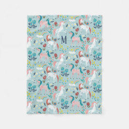 Unicorn blauwe regenboogmeisjes, allesoverdruk fleece deken