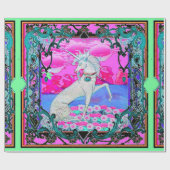 Unicorn Blauwgroen-Roze Tapistry Gifts by Sharles Cadeaupapier (Vlak)