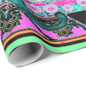 Unicorn Blauwgroen-Roze Tapistry Gifts by Sharles Cadeaupapier (Rol Hoek)