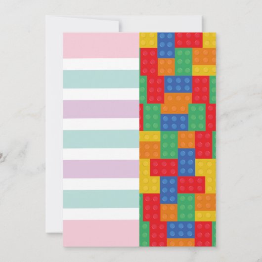 Unicorn & Blocks Joint Boy Girl Birthday Invites Kaart (Achterkant)