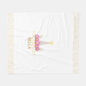 Unicorn, bloemen en gouden confetti op witte vacht fleece deken (Voorkant (Horizontaal))