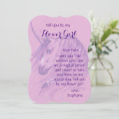 Unicorn Bloemenmeisje Invitation Bruin inheems paa Kaart (Staand voorkant)