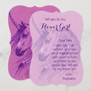 Unicorn Bloemenmeisje Invitation Bruin inheems paa Kaart