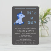 Unicorn Blue Baby Boy Shower Invitation Kaart (Staand voorkant)