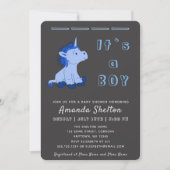 Unicorn Blue Baby Boy Shower Invitation Kaart (Voorkant)