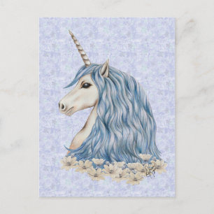 Unicorn Blue Hair Briefkaart