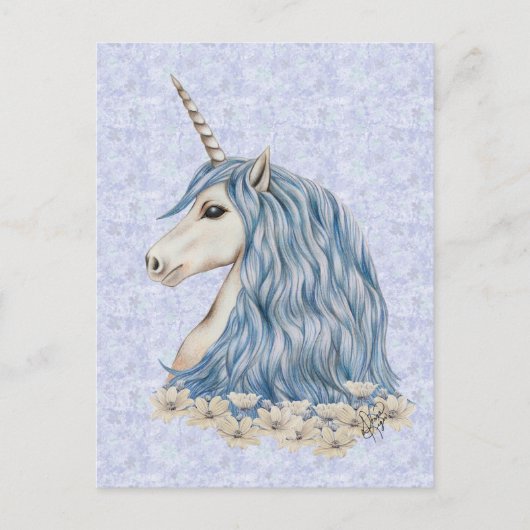 Unicorn Blue Hair Briefkaart (Voorkant)