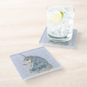 Unicorn Blue Hair Glazen Onderzetter (Schuin)