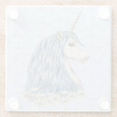 Unicorn Blue Hair Glazen Onderzetter (Achterkant)