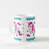 Unicorn Blue Hearts-Mok Koffiemok (Voorkant links)