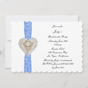 Unicorn Blue Lace Bachelorette Party Invitation Kaart