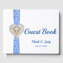 Unicorn Blue Lace Ribbon Wedding Guestbook Gastenboek