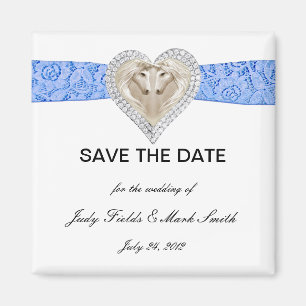 Unicorn Blue Lace Save the Date Magnet