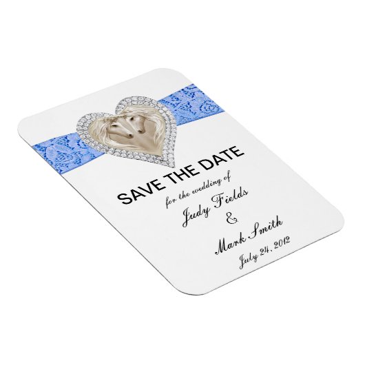 Unicorn Blue Lace Save the Date Magnet Magneet (Rechterzijde)