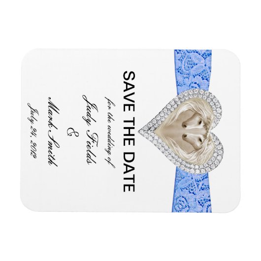 Unicorn Blue Lace Save the Date Magnet Magneet (Horizontaal)