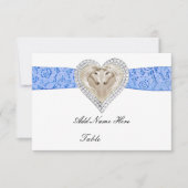 Unicorn Blue Lace Table Place Card Kaart (Voorkant)
