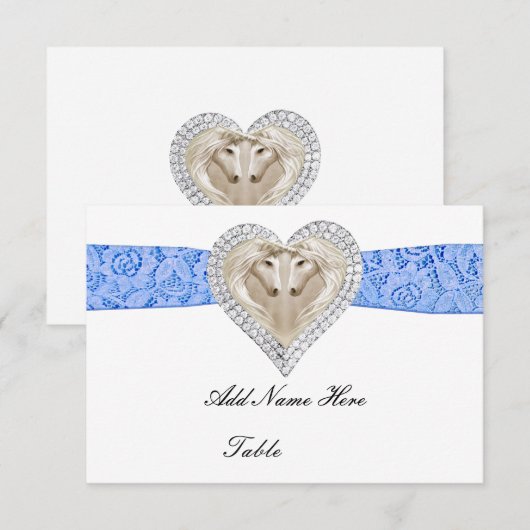 Unicorn Blue Lace Table Place Card Kaart (Voorkant / Achterkant)