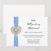 Unicorn Blue Lace Wedding Bridesmaid Kaart (Voorkant / Achterkant)