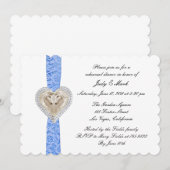 Unicorn Blue Lace Wedding Rehearsal Dinner Invite Kaart (Voorkant / Achterkant)