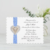 Unicorn Blue Lace Wedding Rehearsal Dinner Invite Kaart (Staand voorkant)