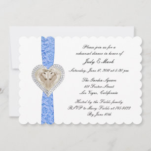 Unicorn Blue Lace Wedding Rehearsal Dinner Invite Kaart