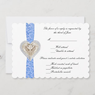 Unicorn Blue Lace Wedding Response Kaart