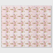 Unicorn Blush Glitter Pink Floral Princess Cadeaupapier (Vlak)