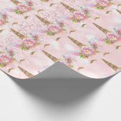 Unicorn Blush Glitter Pink Floral Princess Cadeaupapier (Hoek)