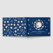 Unicorn Blush & Navy Baby shower gepersonaliseerd Gastenboek (Volledig)