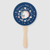 Unicorn Blush & Navy Baby shower gepersonaliseerd Handwaaier (Voorkant)