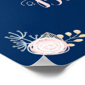 Unicorn Blush & Navy Baby shower gepersonaliseerd Poster (Hoek)