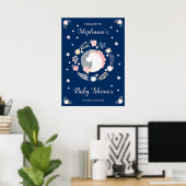 Unicorn Blush & Navy Baby shower gepersonaliseerd Poster (Thuiskantoor)