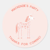 Unicorn Blush Pink Birthday Bedankt Ronde Sticker (Voorkant)