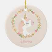  Unicorn Blush Pink Uniek Florence Script Keramisch Ornament (Achterkant)