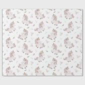 Unicorn Boho Trendy Pink Grey Baby shower Cadeaupapier (Vlak)