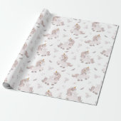 Unicorn Boho Trendy Pink Grey Baby shower Cadeaupapier (Uitgerold)