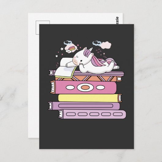 Unicorn Book Reading Girl Reader Future Librarian Briefkaart (Voorkant / Achterkant)