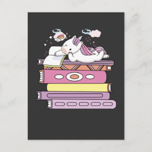 Unicorn Book Reading Girl Reader Future Librarian Briefkaart