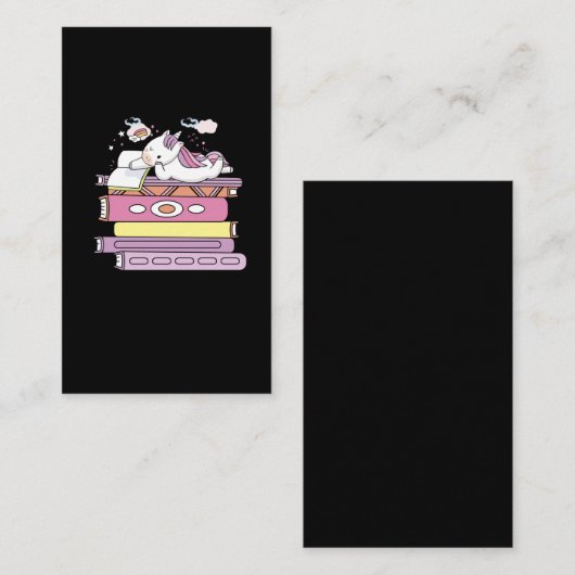 Unicorn Book Reading Girl Reader Future Librarian Visitekaartje (Voorkant / Achterkant)