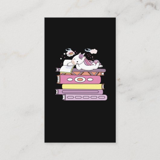 Unicorn Book Reading Girl Reader Future Librarian Visitekaartje (Voorkant)