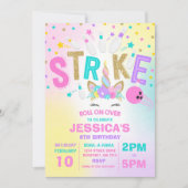 Unicorn Bowling Uitnodiging Bowling Birthday Parti (Voorkant)