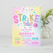 Unicorn Bowling Uitnodiging Bowling Birthday Parti (Staand voorkant)