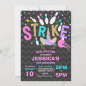 Unicorn Bowling Uitnodiging Bowling Birthday Parti (Voorkant)