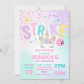 Unicorn Bowling Uitnodiging Bowling Birthday Parti (Voorkant)