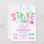 Unicorn Bowling Uitnodiging Bowling Birthday Parti (Voorkant)