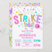 Unicorn Bowling Uitnodiging Bowling Birthday Parti (Voorkant / Achterkant)