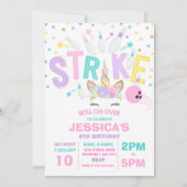 Unicorn Bowling Uitnodiging Bowling Birthday Parti (Voorkant)