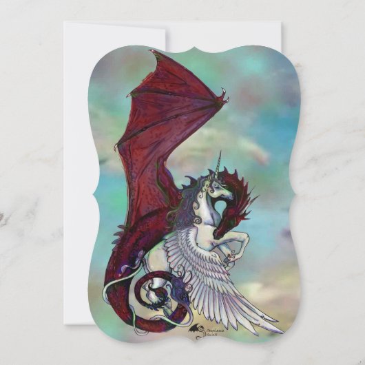 Unicorn Bridal Shower - Rode draak Kaart (Achterkant)